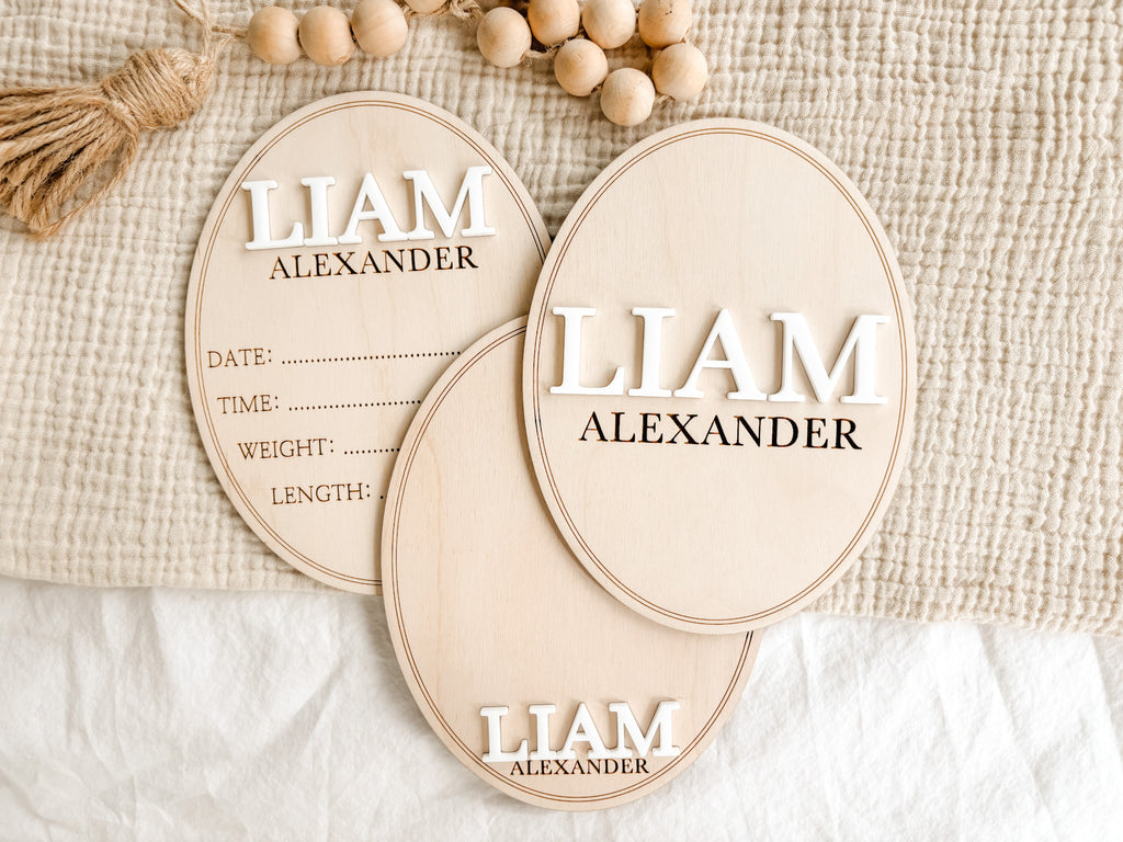 Personalized Baby Name Announcement Sign Set– Personalized Wood Birth ...
