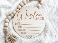 Baby Birth Stat Sign - Charlie + Pine