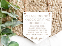 Please Do Not Knock Front Door Sign - Charlie + Pine