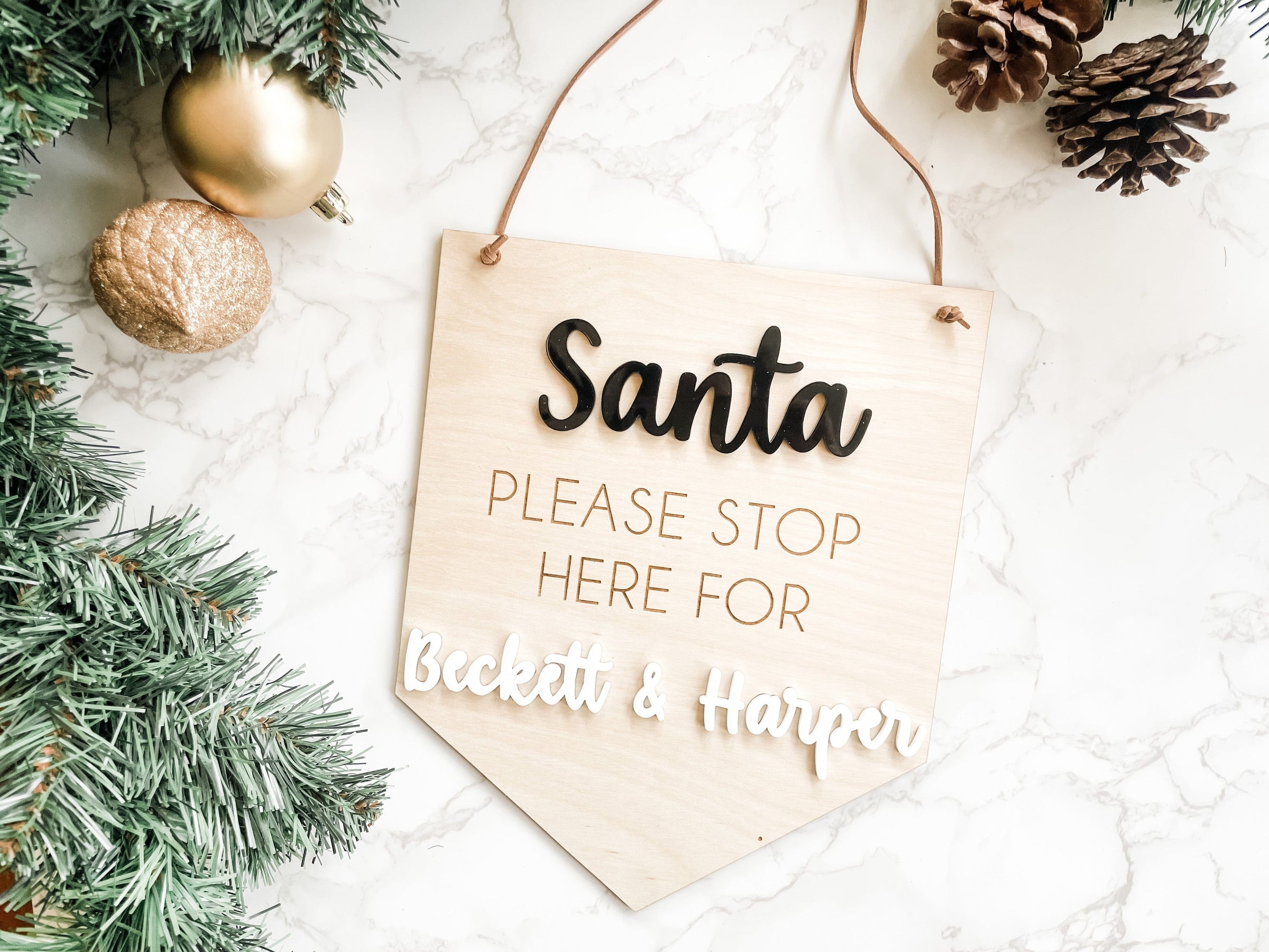 Personalized Santa Stop Here Sign - Charlie + Pine