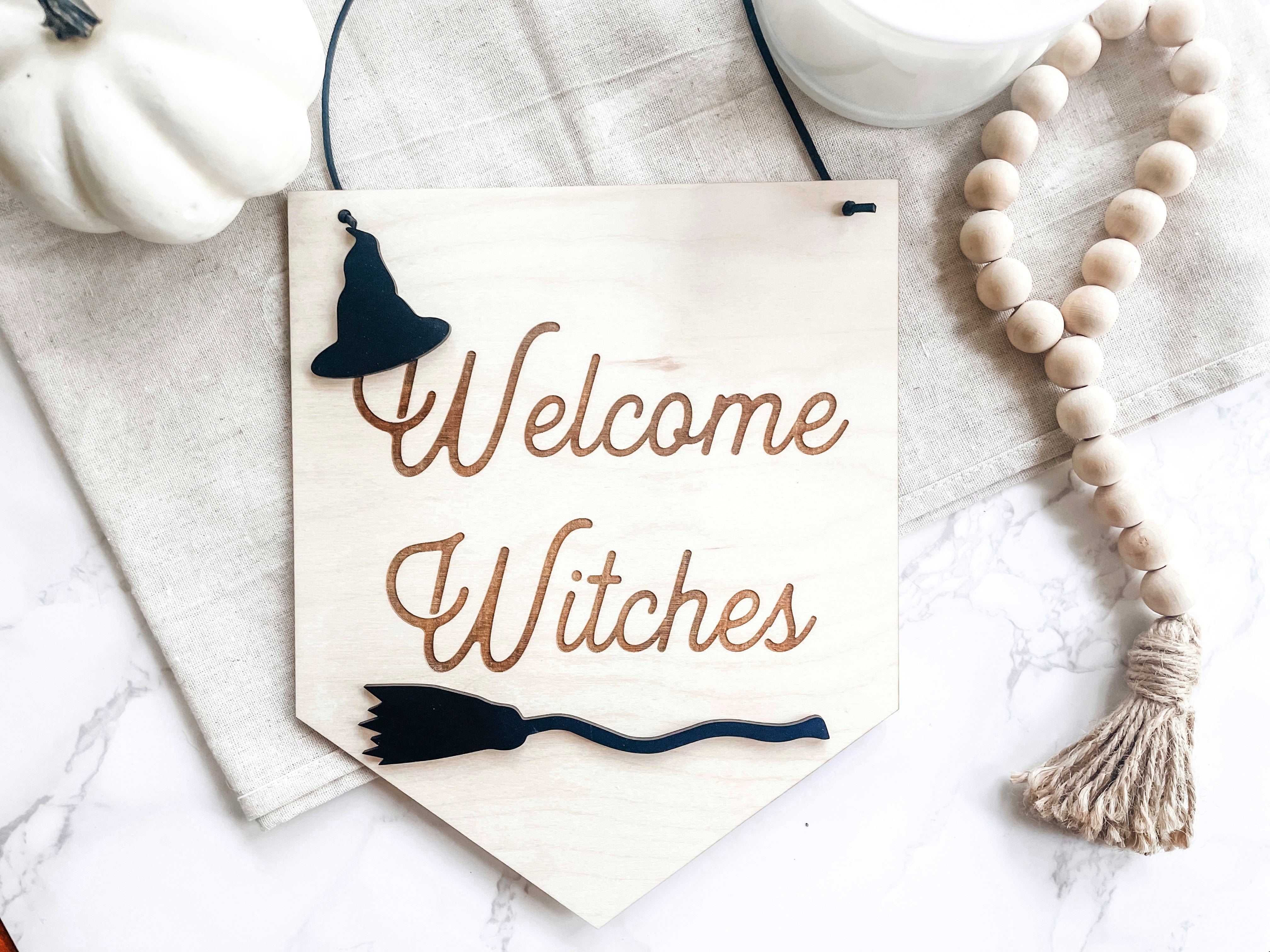 Transpac Imports Witches Welcome Hanging Wood Sign