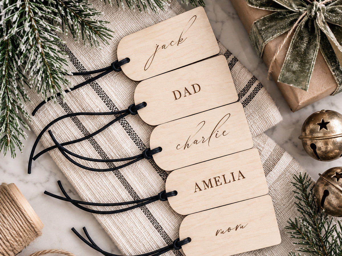 Personalized 3D Christmas Stocking Name Tags - Charlie + Pine