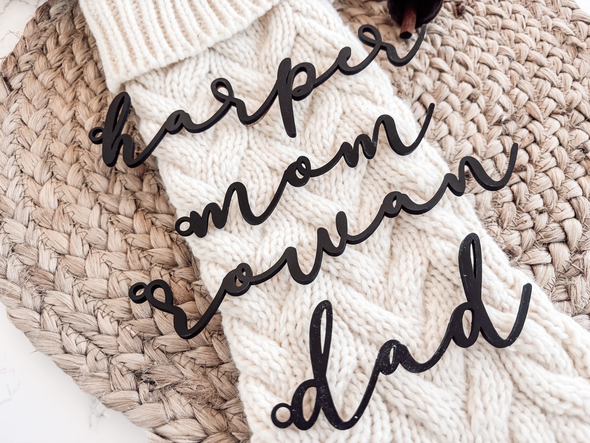 Personalized 3D Christmas Stocking Name Tags - Charlie + Pine