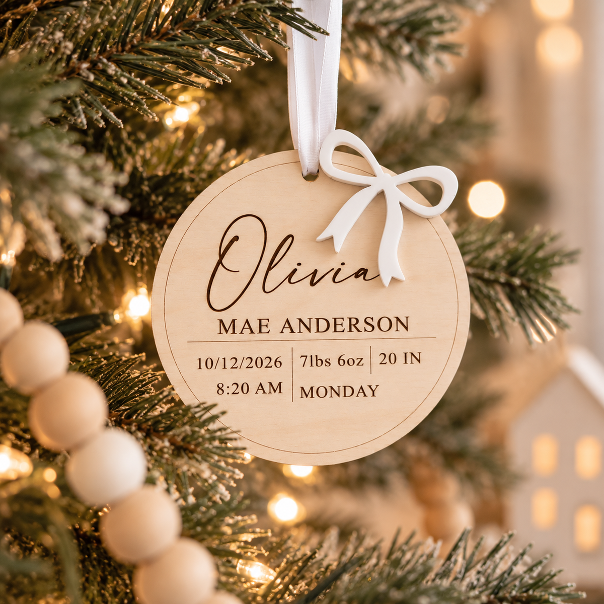 Personalized Baby Birth Announcement Ornament | Birth Stats Keepsake