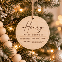 Personalized Baby Birth Announcement Ornament | Birth Stats Keepsake