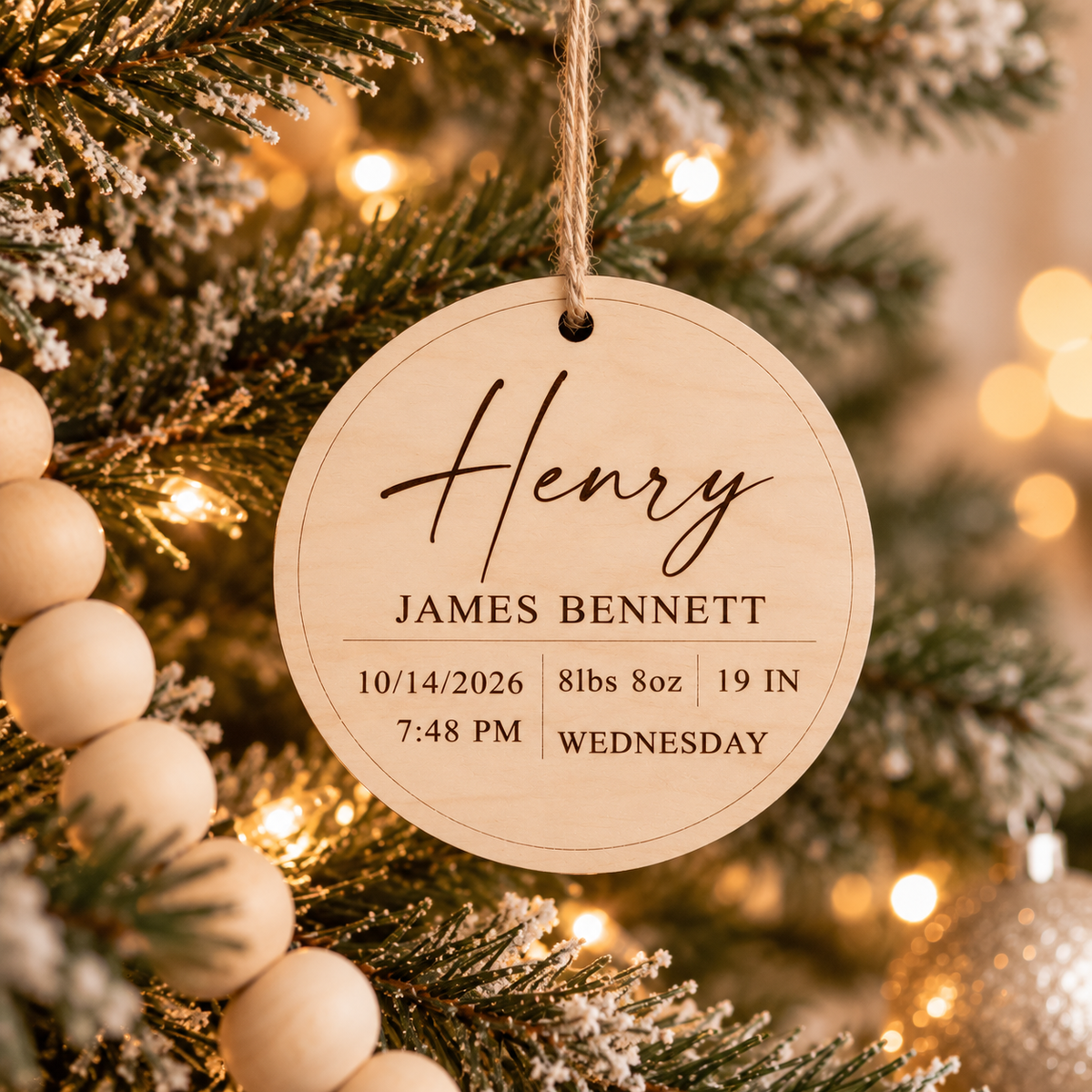 Personalized Baby Birth Announcement Ornament | Birth Stats Keepsake