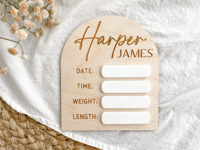 Personalized Baby Birth Announcement Sign - Charlie + Pine