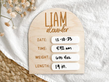 Load image into Gallery viewer, Personalized Birth Announcement Sign - Charlie + Pine
