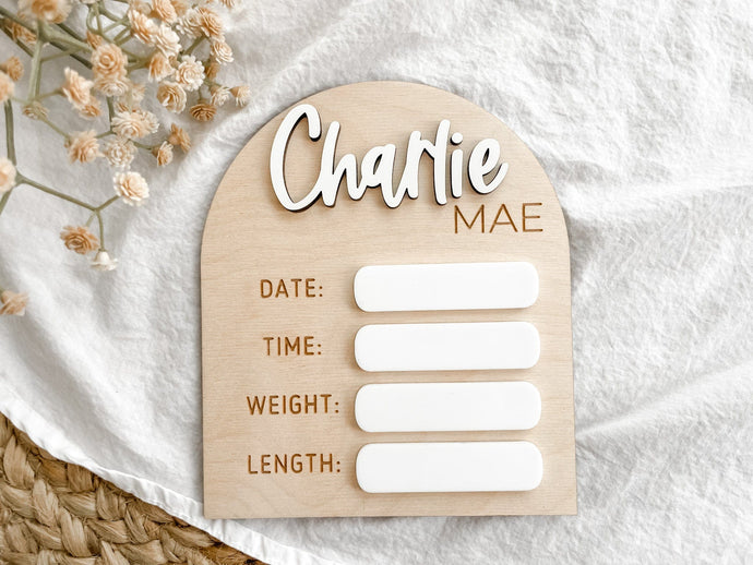 Baby Birth Sign - Charlie + Pine