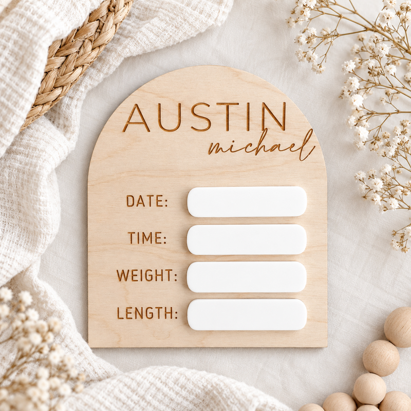 Baby Birth Stats Sign | Personalized Newborn Announcement - Charlie + Pine