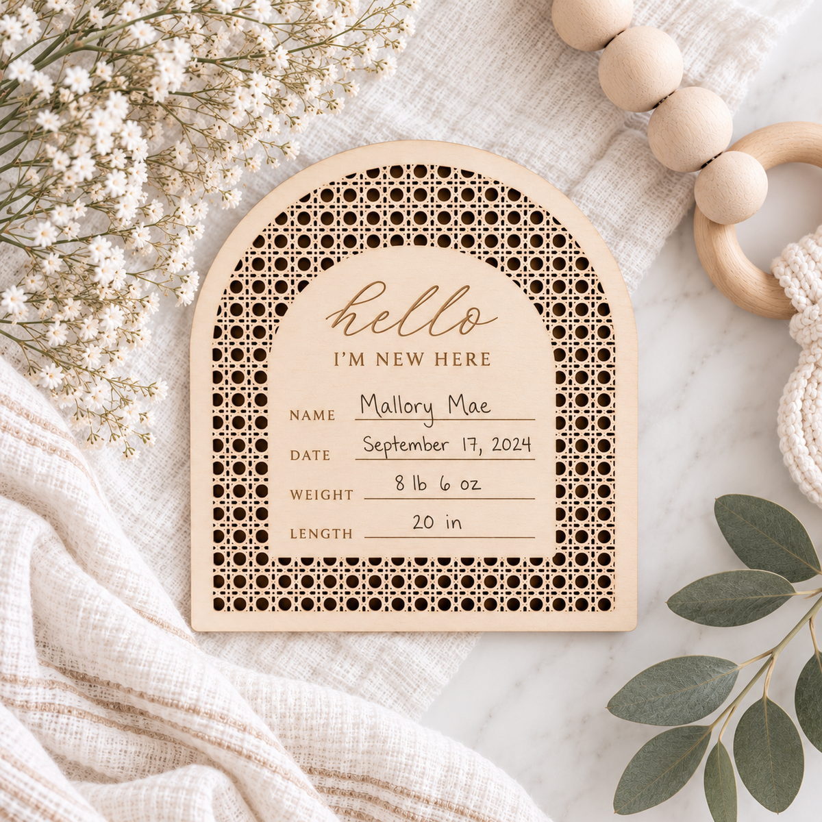 Heirloom Baby Birth Stats Sign - Charlie + Pine