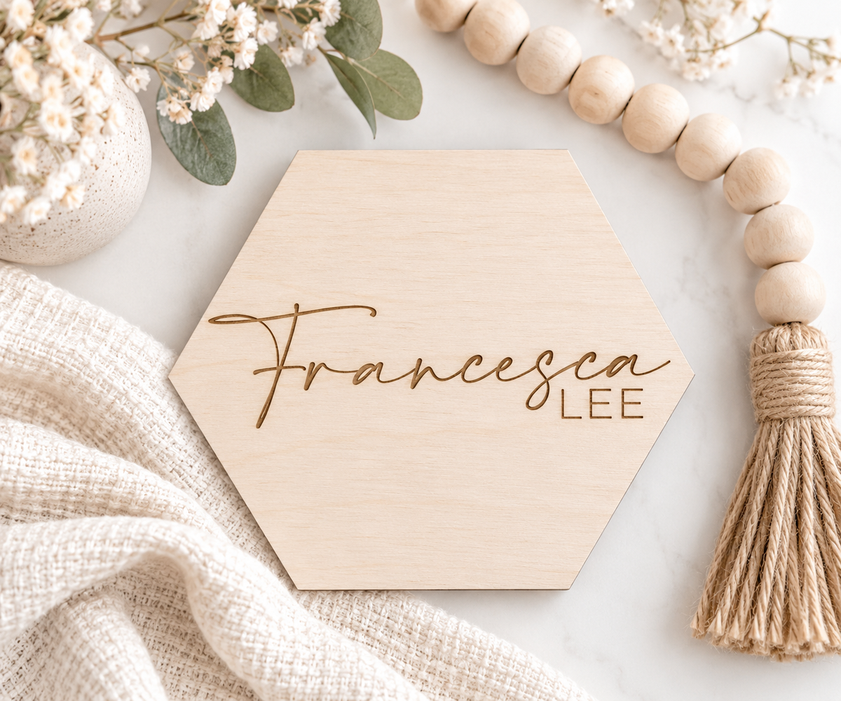 Baby Name Disc | Personalized Wooden Name Sign - Charlie + Pine