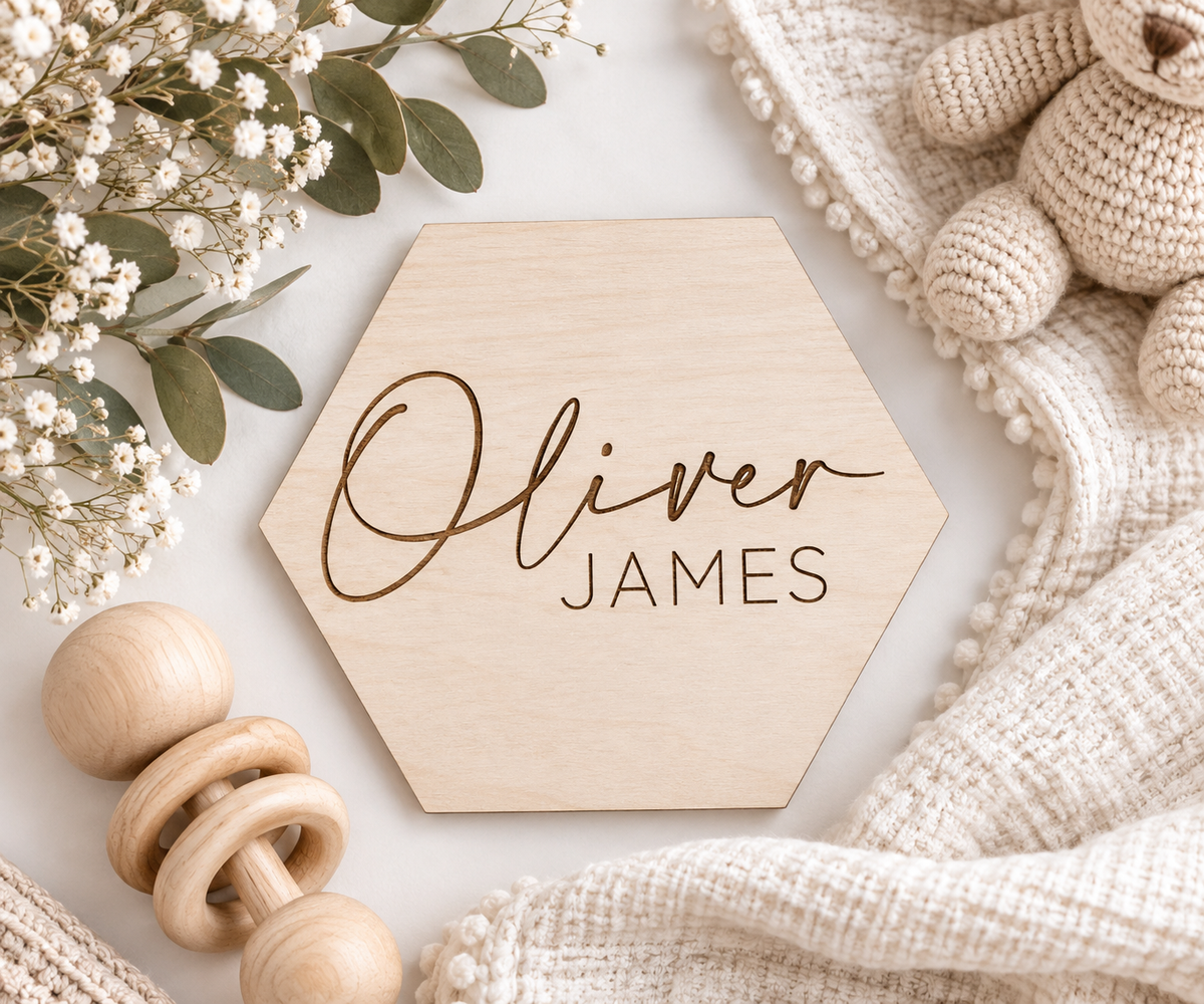 Baby Name Disc | Personalized Wooden Name Sign - Charlie + Pine