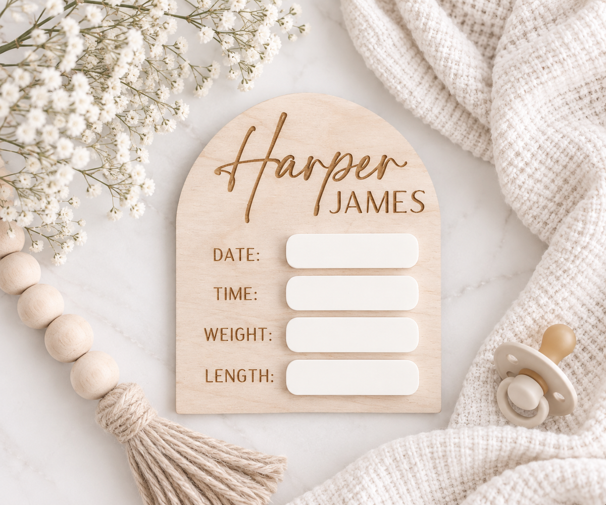 Personalized Baby Birth Announcement Sign - Charlie + Pine
