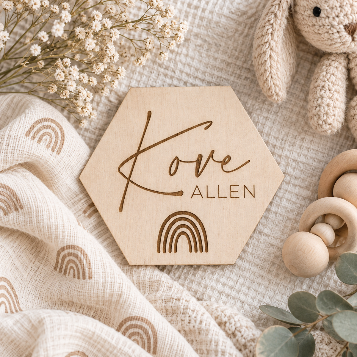 Rainbow Baby Name Sign - Charlie + Pine