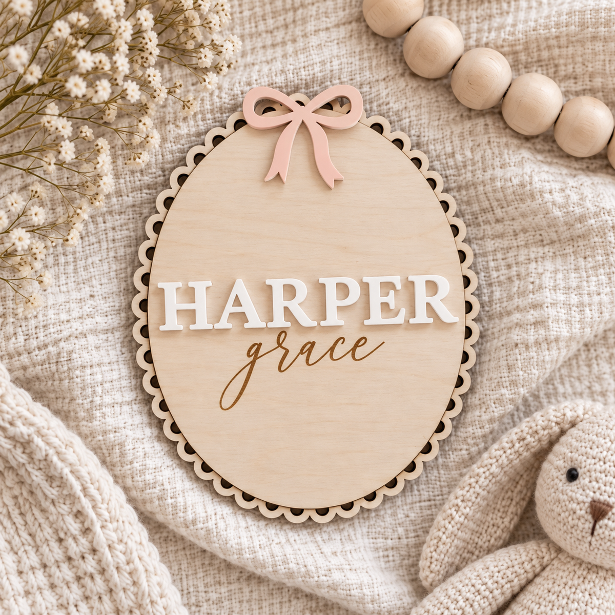 Personalized Newborn Announcement Signs | Name Sign, Birth Stats & Footprint Sign Bundle - Charlie + Pine