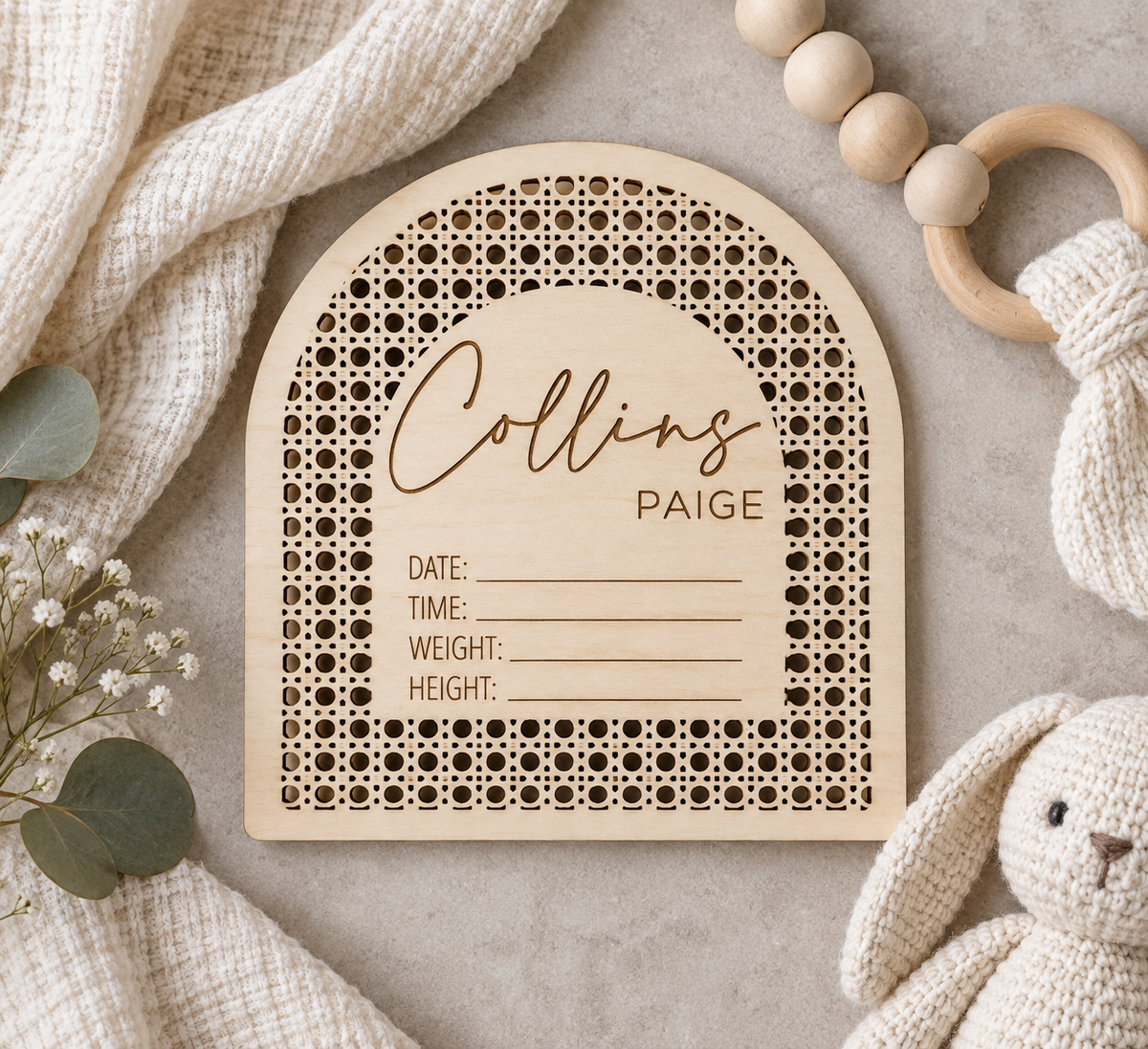 Boho Baby Announcement Sign | Arch Birth Stats Photo Prop - Charlie + Pine