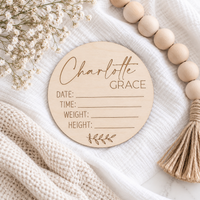Custom Baby Name & Birth Stats Sign - Charlie + Pine