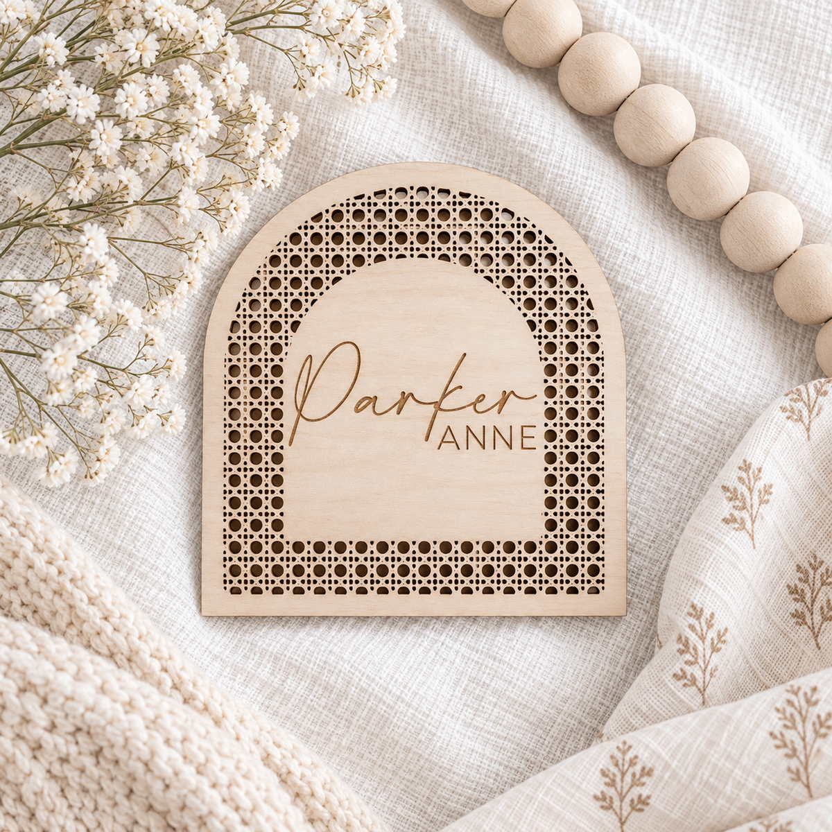 Boho Arch Baby Name Sign | Personalized Nursery Name Plaque - Charlie + Pine