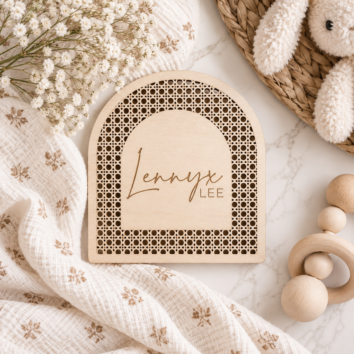 Boho Arch Baby Name Sign | Personalized Nursery Name Plaque - Charlie + Pine