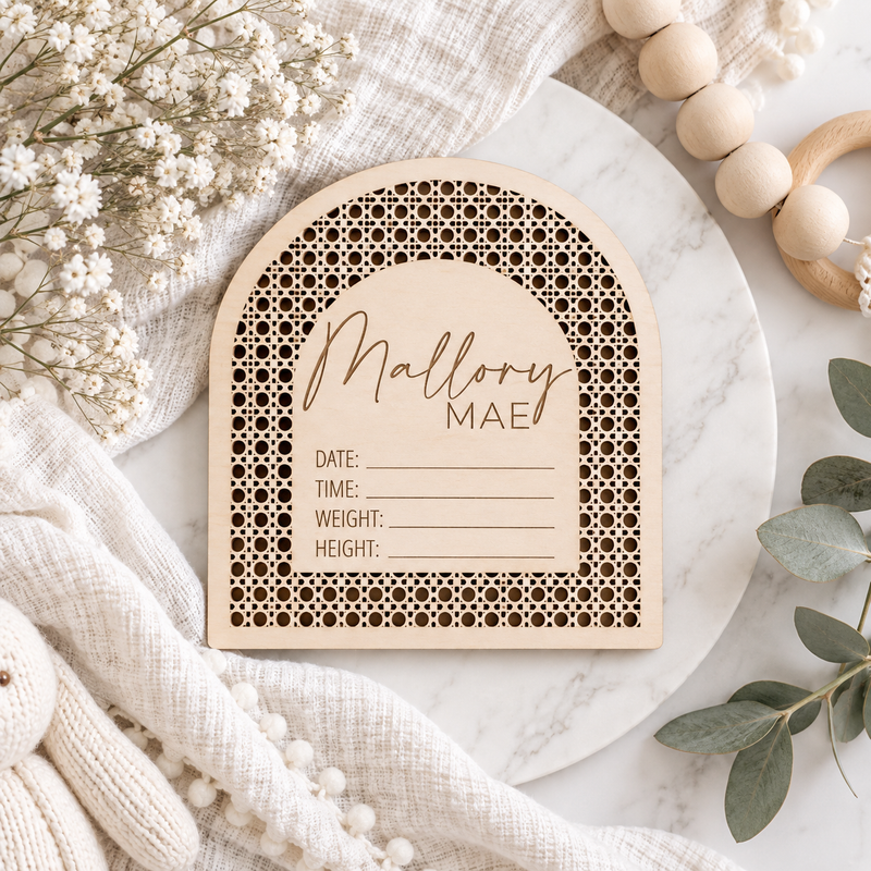 Boho Baby Announcement Sign | Arch Birth Stats Photo Prop - Charlie + Pine
