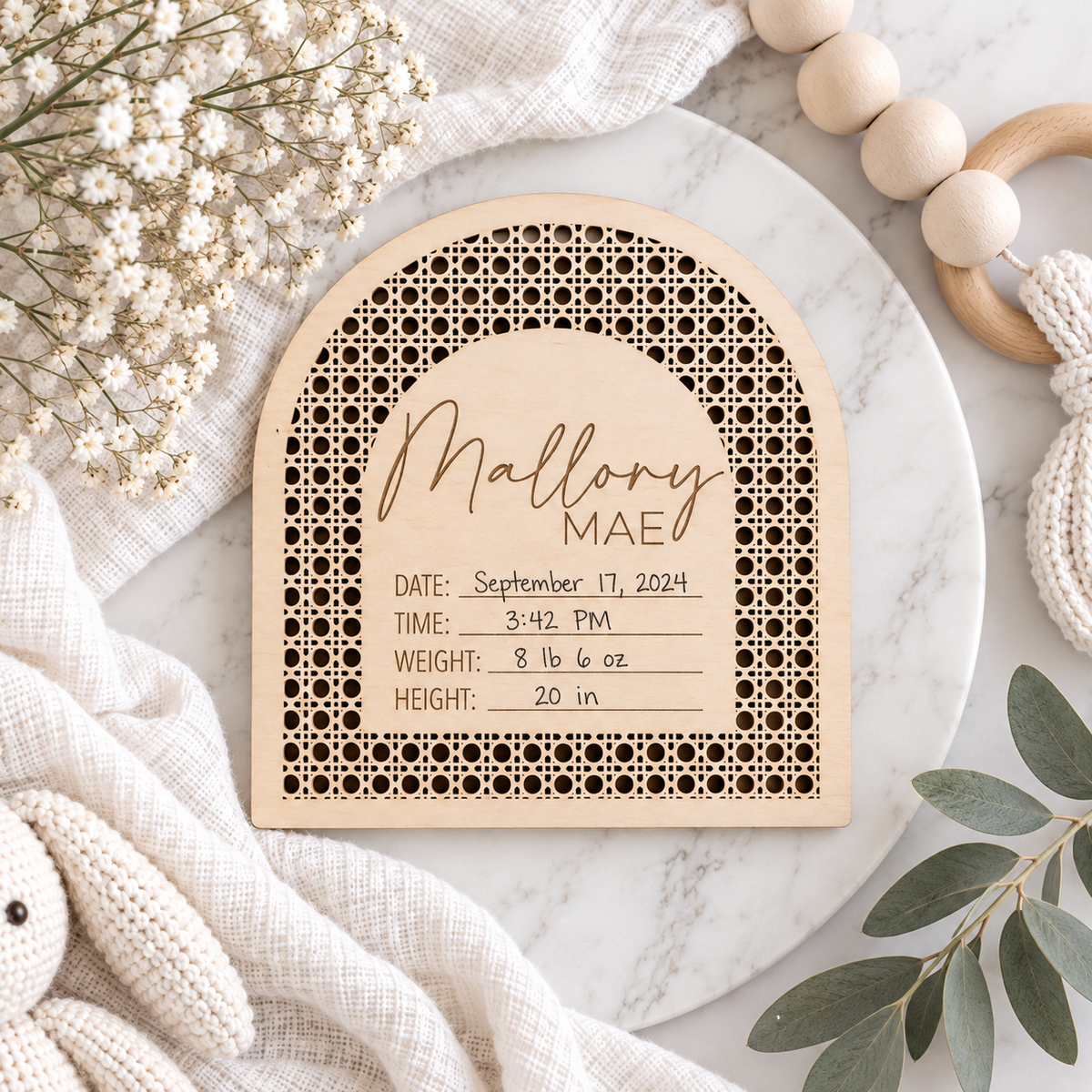 Boho Baby Announcement Sign | Arch Birth Stats Photo Prop - Charlie + Pine