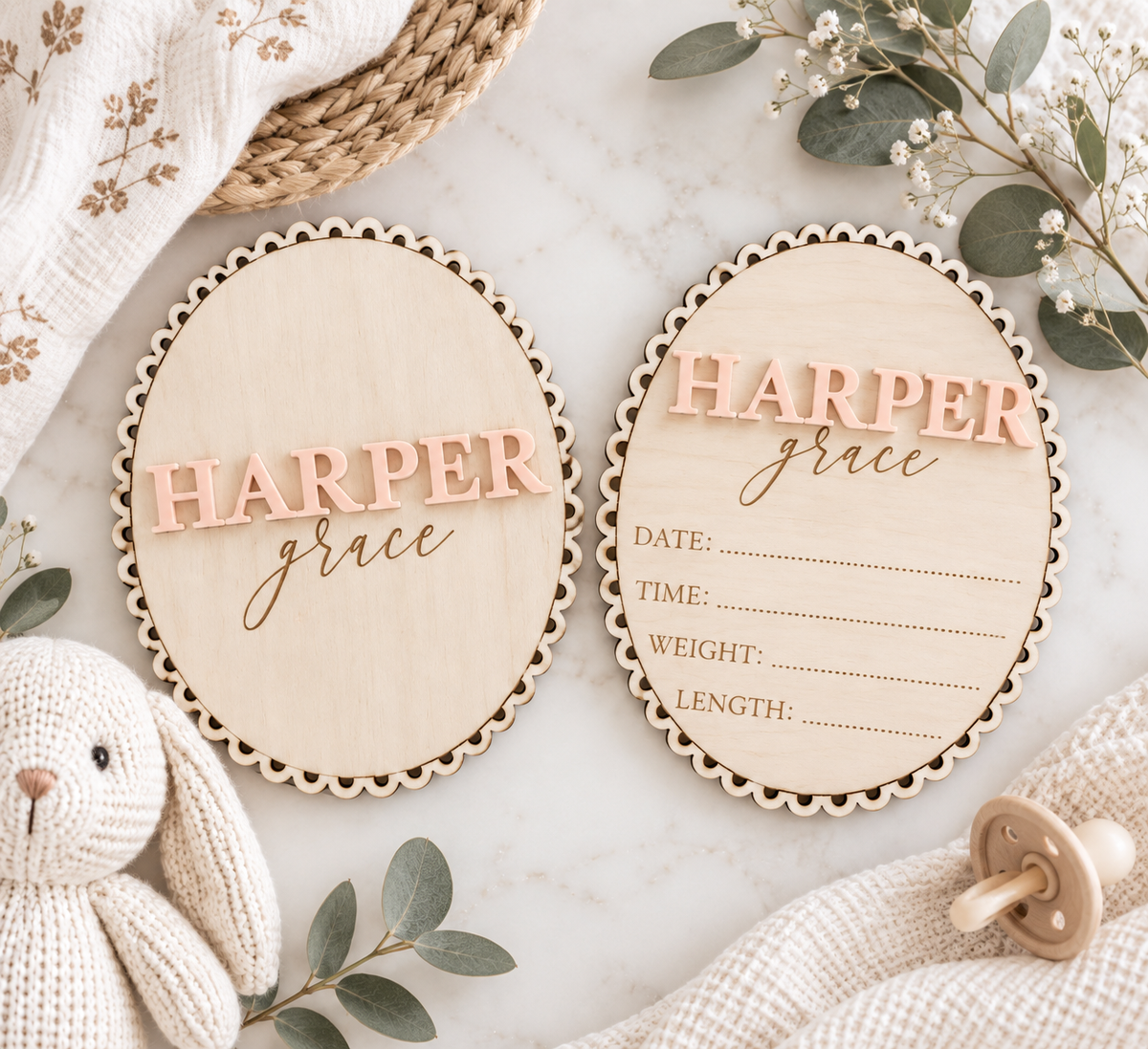 Baby Name Sign Set | Newborn Keepsake Bundle - Charlie + Pine