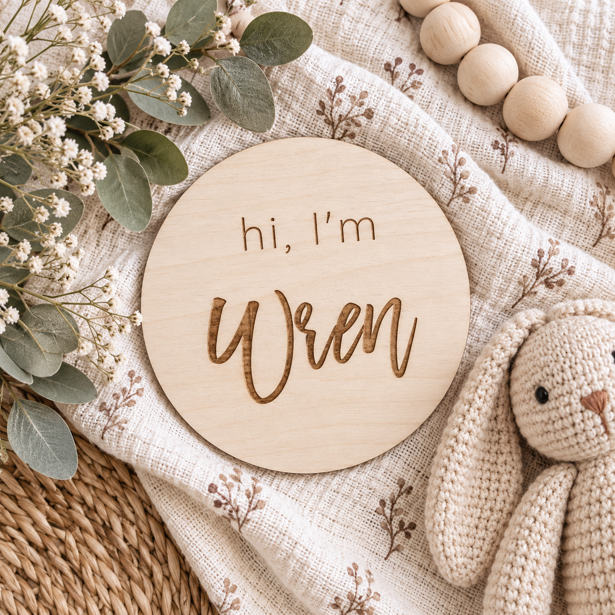 Hi I’m Baby Name Sign | Personalized Newborn Announcement Sign - Charlie + Pine