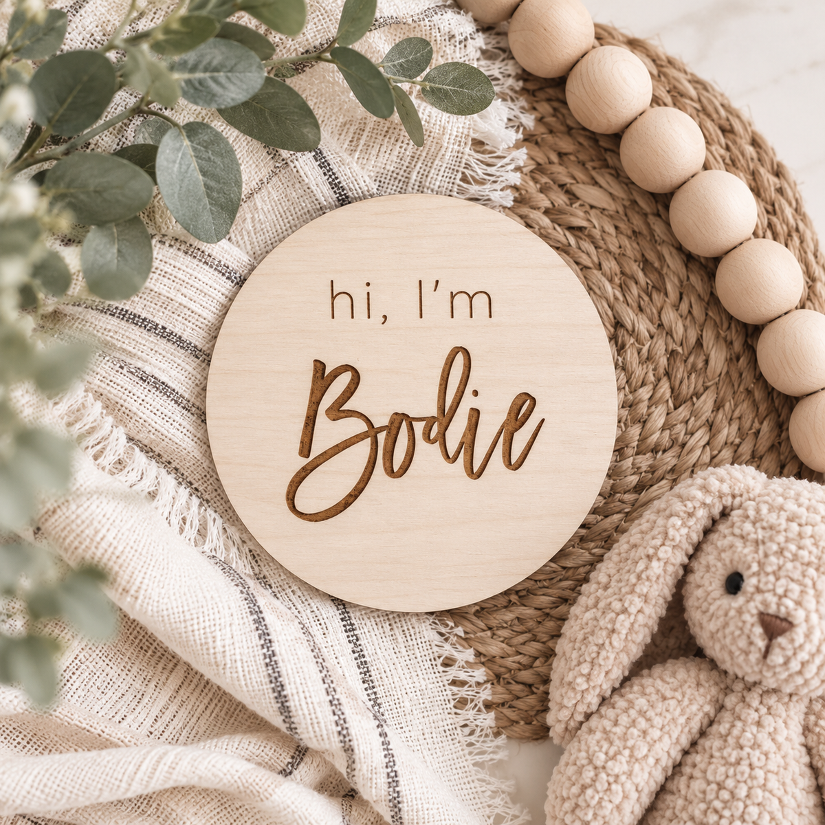 Hi I’m Baby Name Sign | Personalized Newborn Announcement Sign - Charlie + Pine