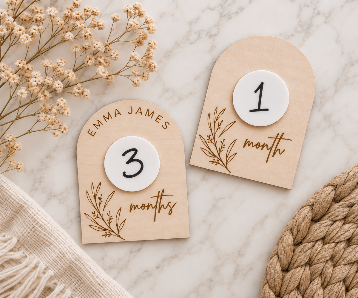 Reusable Monthly Photo Props Set | Dry Erase Baby Milestone Signs - Charlie + Pine