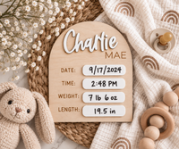 Baby Birth Stats Sign | Personalized Newborn Announcement Photo Prop - Charlie + Pine