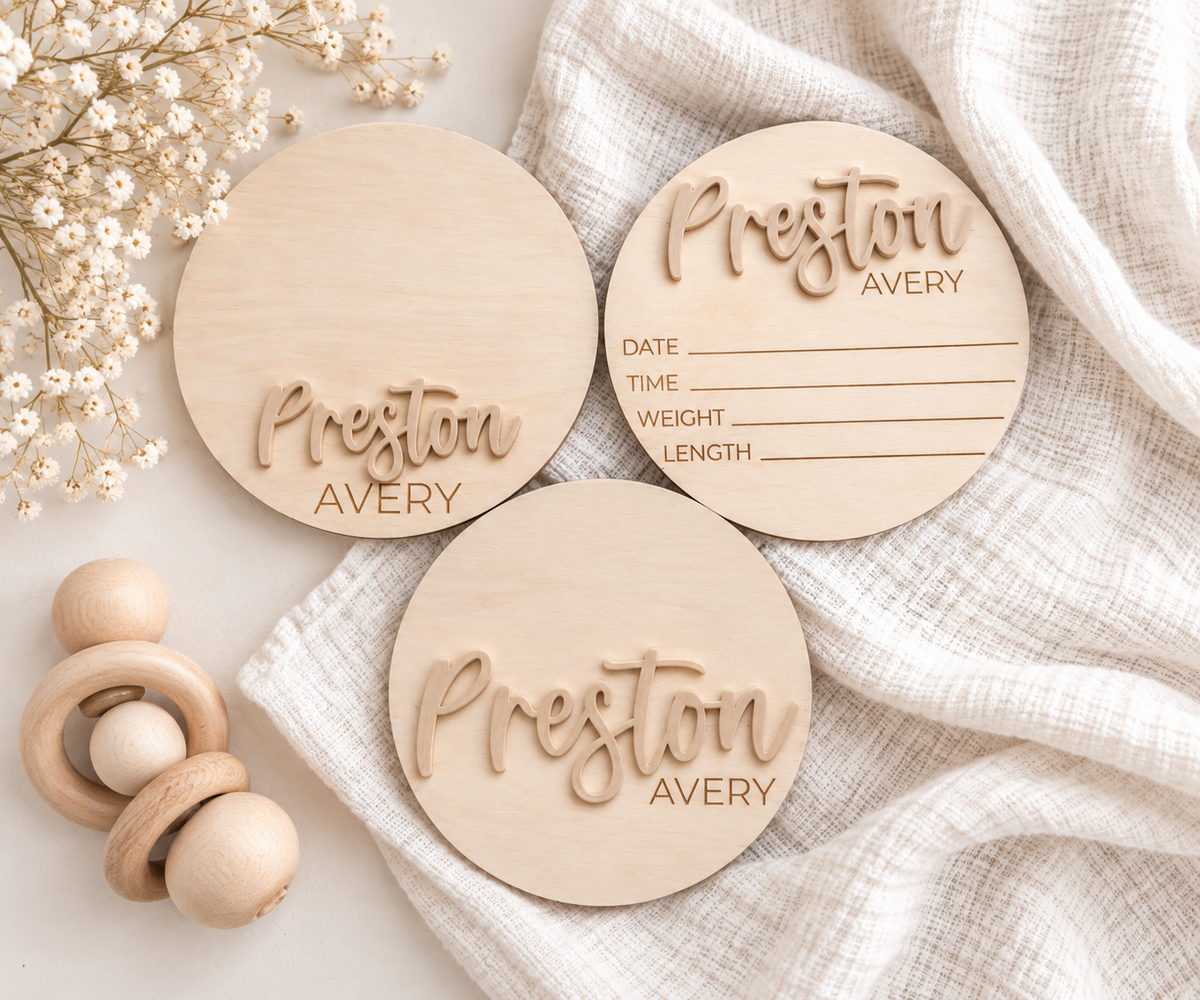 Custom Baby Announcement Name Set - Charlie + Pine