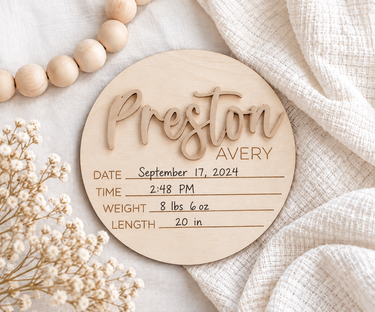 Custom Baby Announcement Name Set - Charlie + Pine