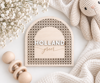 Personalized Baby Name Announcement Sign – Arched Nursery Name Plaque - Charlie + Pine