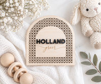 Personalized Baby Name Announcement Sign – Arched Nursery Name Plaque - Charlie + Pine