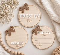Custom Baby Birth Announcement Sign Set | Name, Stats & Footprint Keepsake - Charlie + Pine