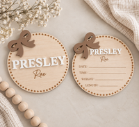 Custom Baby Birth Announcement Sign Set | Name, Stats & Footprint Keepsake - Charlie + Pine