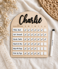 Personalized Kids Chore Chart – Reusable Weekly Responsibility Board - Charlie + Pine