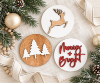 Farmhouse Christmas Tiered Tray Decor | Mini 3D Wood Signs - Charlie + Pine
