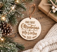 First Christmas Married Ornament | Mr & Mrs Keepsake - Charlie + Pine