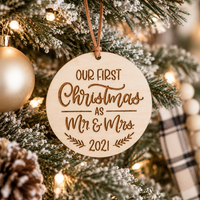 First Christmas Married Ornament | Mr & Mrs Keepsake - Charlie + Pine
