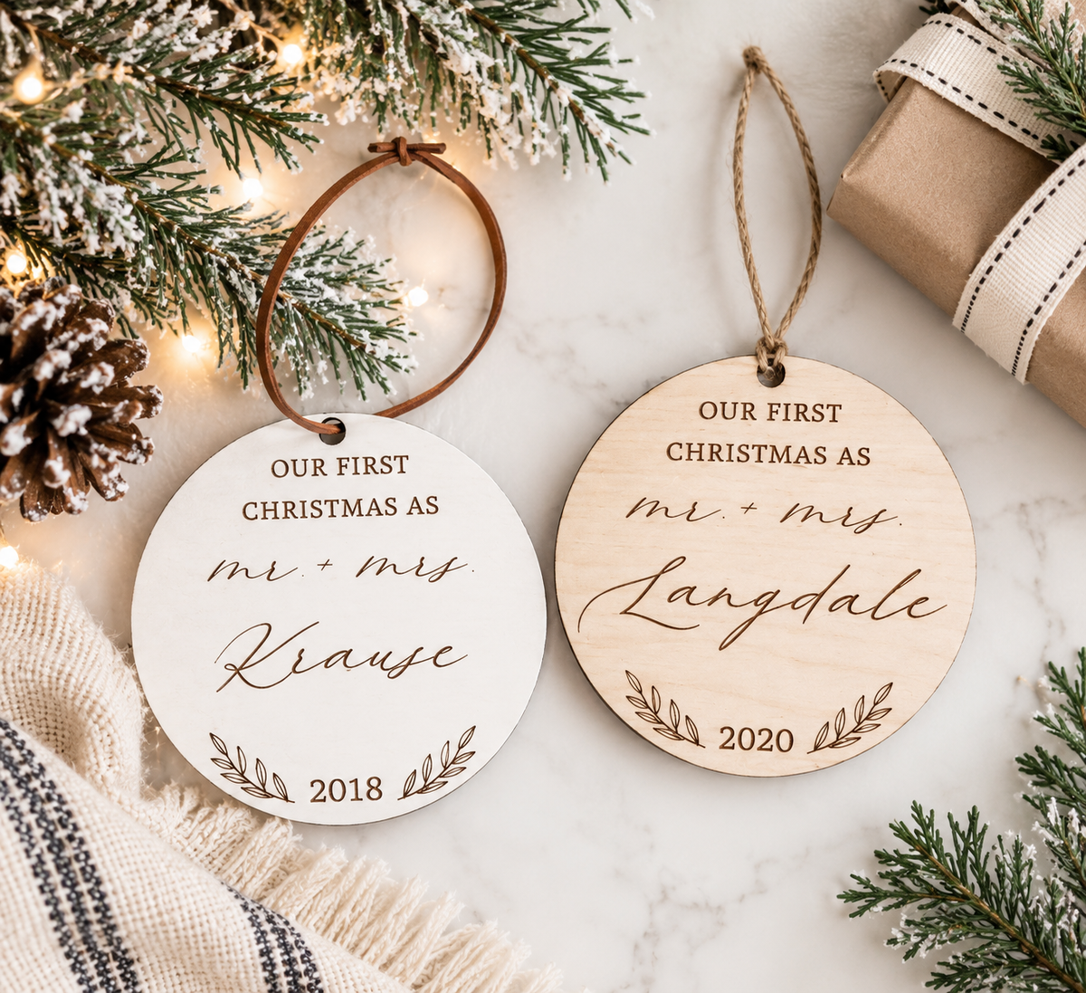 Personalized Newlywed Christmas Ornament - Charlie + Pine