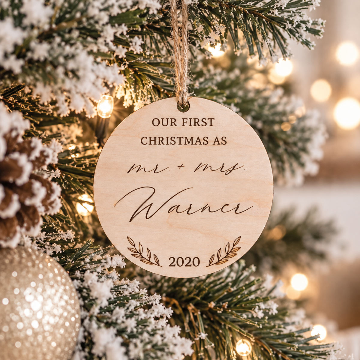 Personalized Newlywed Christmas Ornament - Charlie + Pine