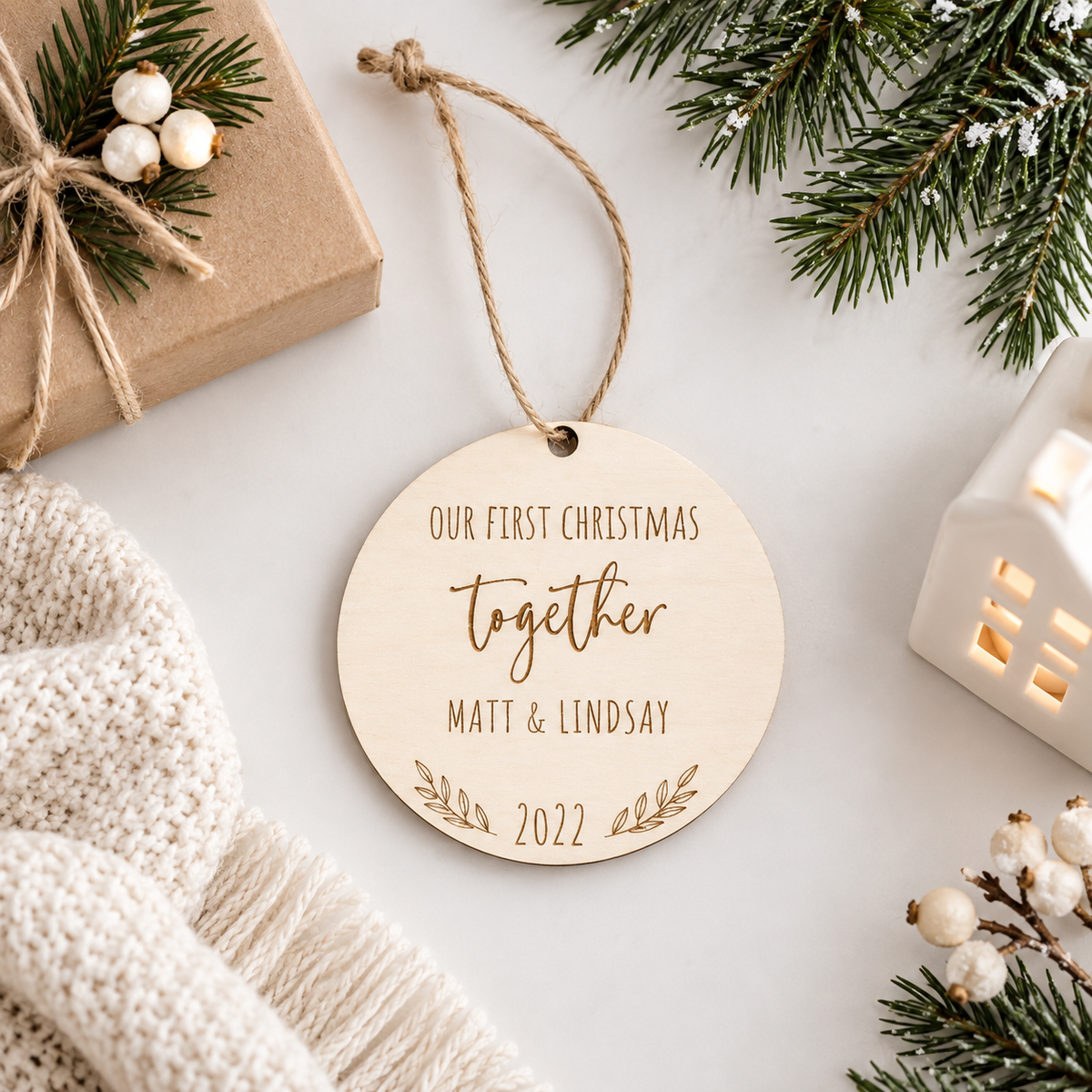 Personalized Couples Christmas Ornament - Charlie + Pine
