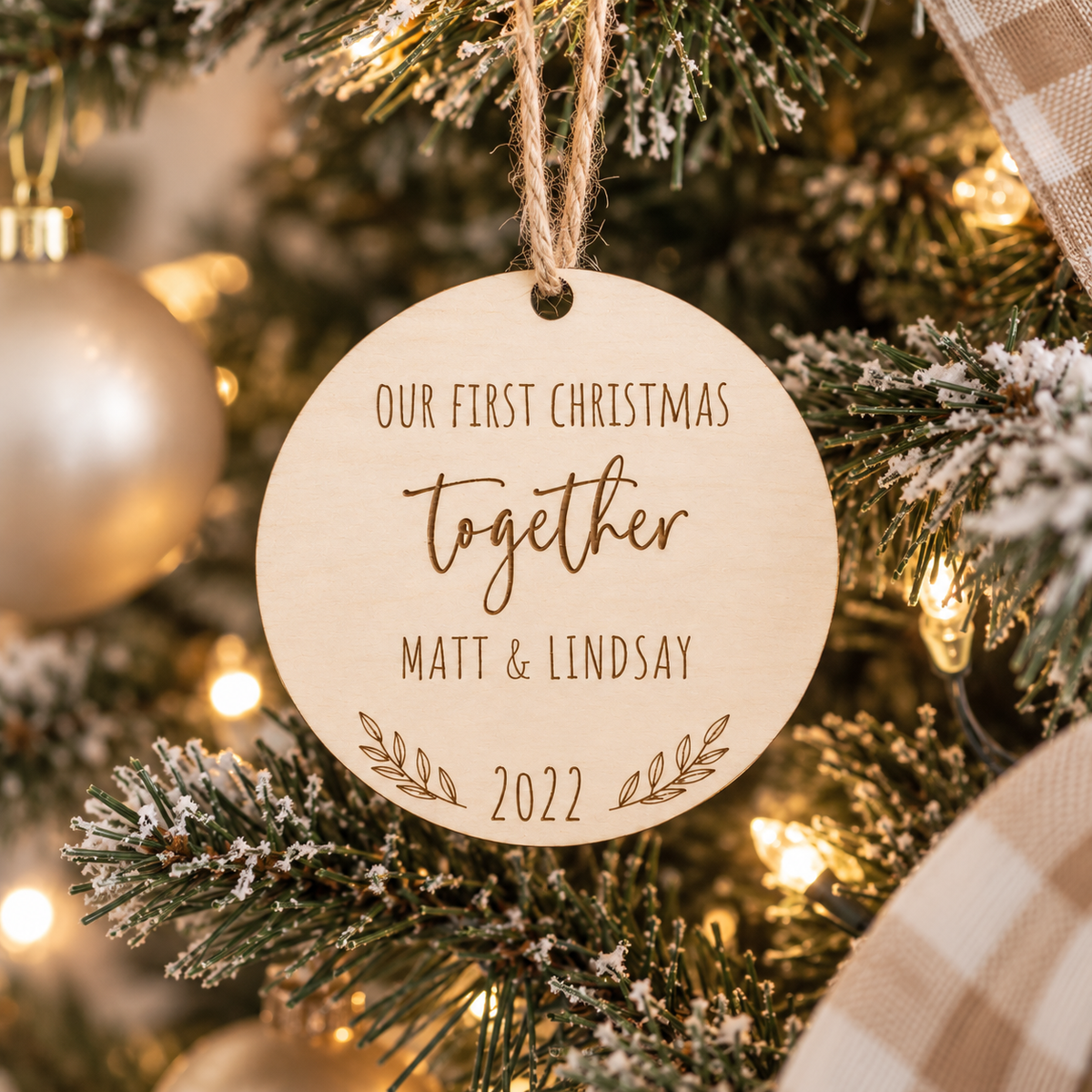 Personalized Couples Christmas Ornament - Charlie + Pine
