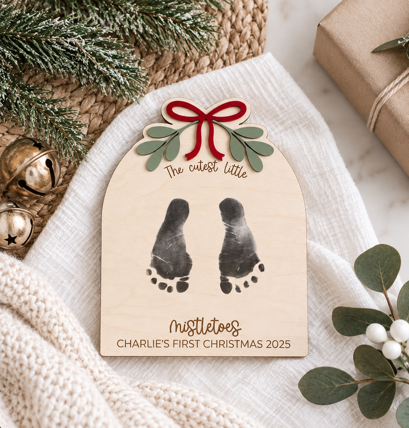 Baby’s First Christmas Mistletoes Sign | Personalized Name & Year - Charlie + Pine