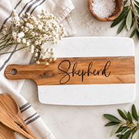 Personalized Last Name Marble Cutting Board | Engraved Wedding & Housewarming Gift - Charlie + Pine