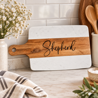 Personalized Last Name Marble Cutting Board | Engraved Wedding & Housewarming Gift - Charlie + Pine