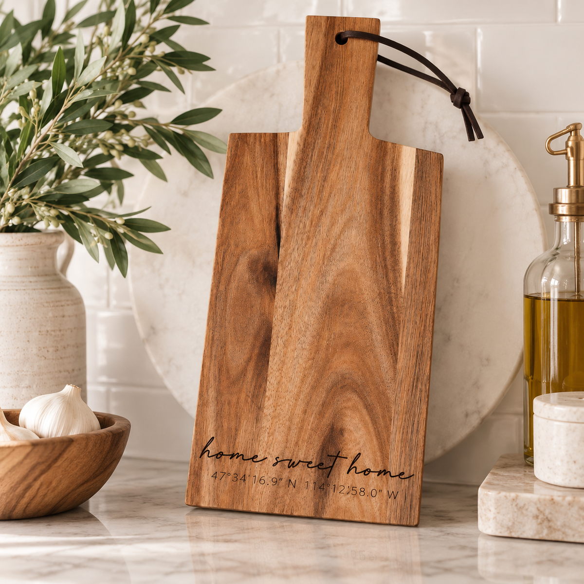 Personalized GPS Coordinates Cutting Board - Charlie + Pine