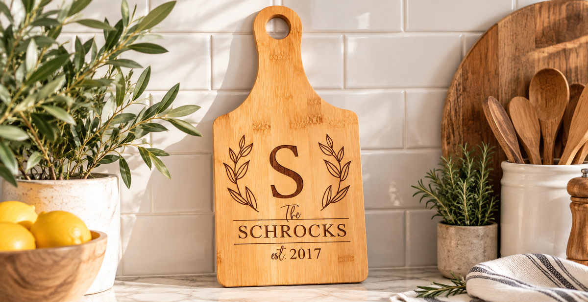 Personalized Monogram Cutting Board | Custom Family Name Engraved Gift - Charlie + Pine